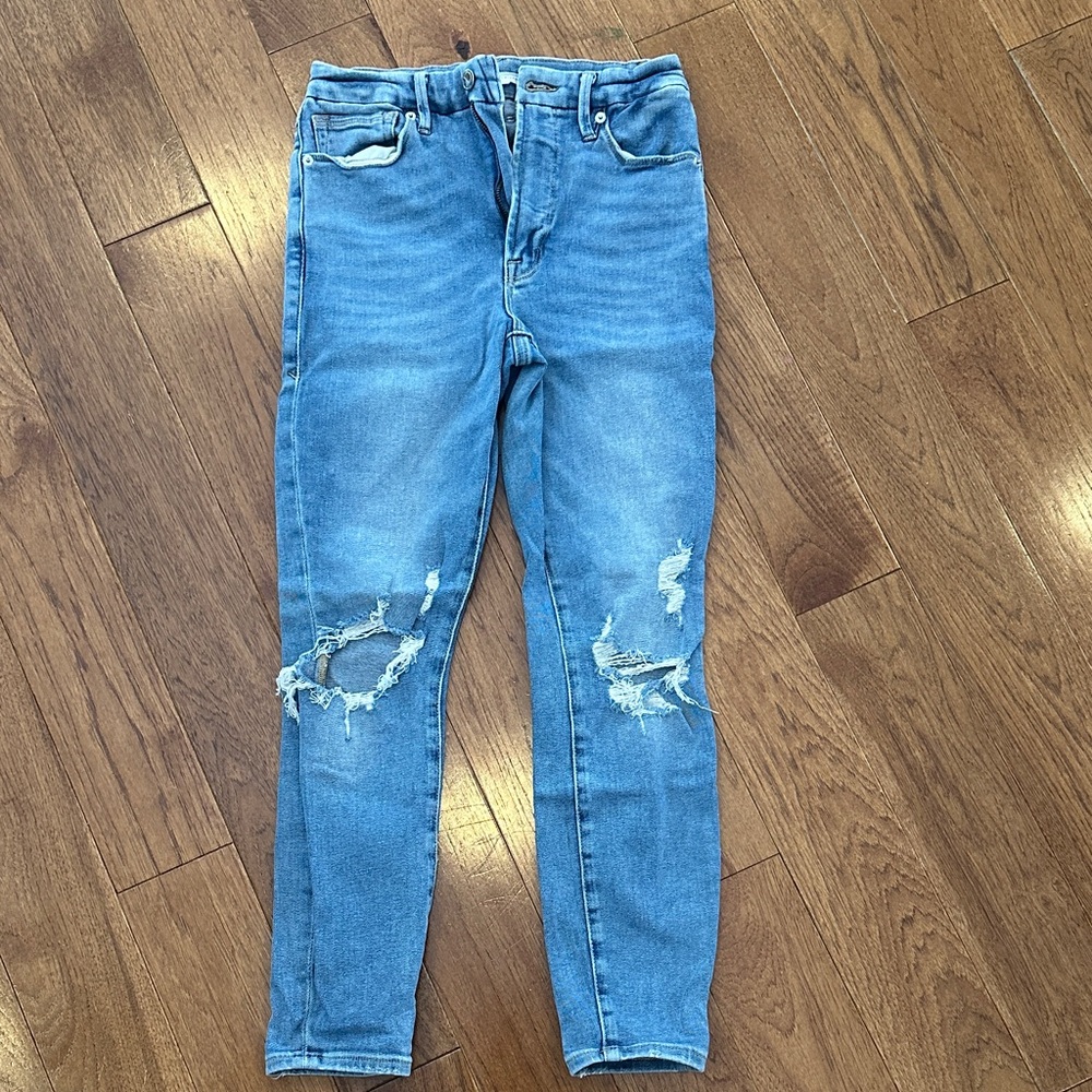 Good American Light Blue Distressed Skinny Jeans